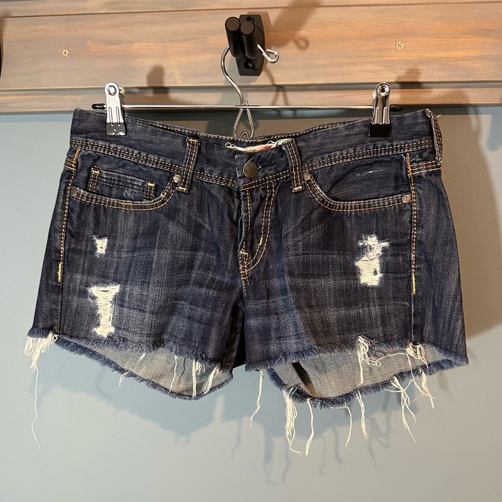 Y2K Song of It Blue Distressed Denim Cut-Off Jean Shorts